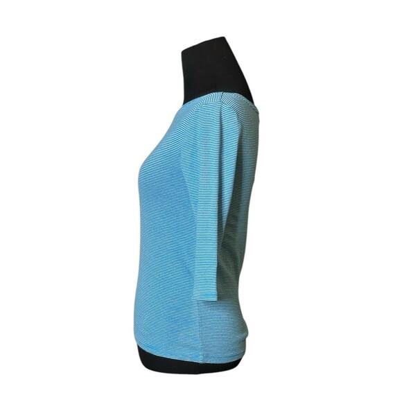 ANN TAYLOR blue white stripes 3/4 sleeves top size SP - Picture 9 of 14